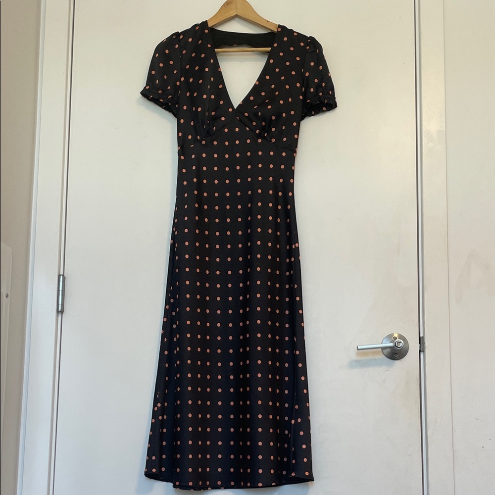 Chic Black Dress with Pink Dots